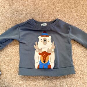 dip Gray Sweatshirt with Bear and Dog Print